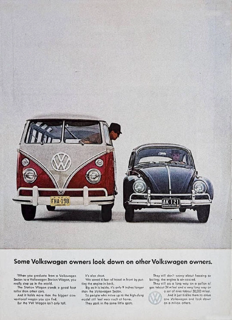 VW Bus print ad: Some Volkswagen owners look down on other Volkswagen owners VW Bus print ad: Some Volkswagen owners look down on other Volkswagen owners